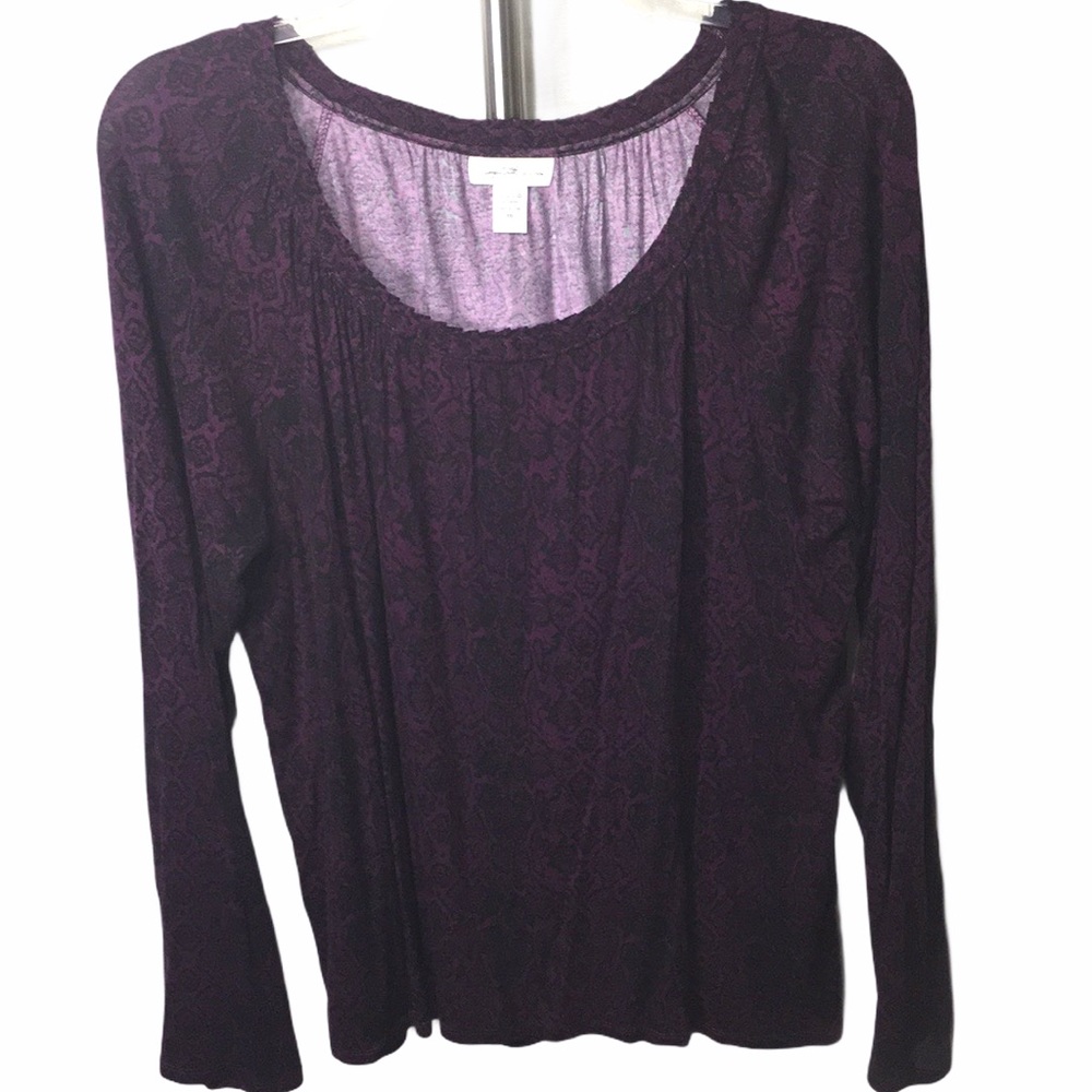 Jaclyn Smith Maroon Snakeskin Print Top